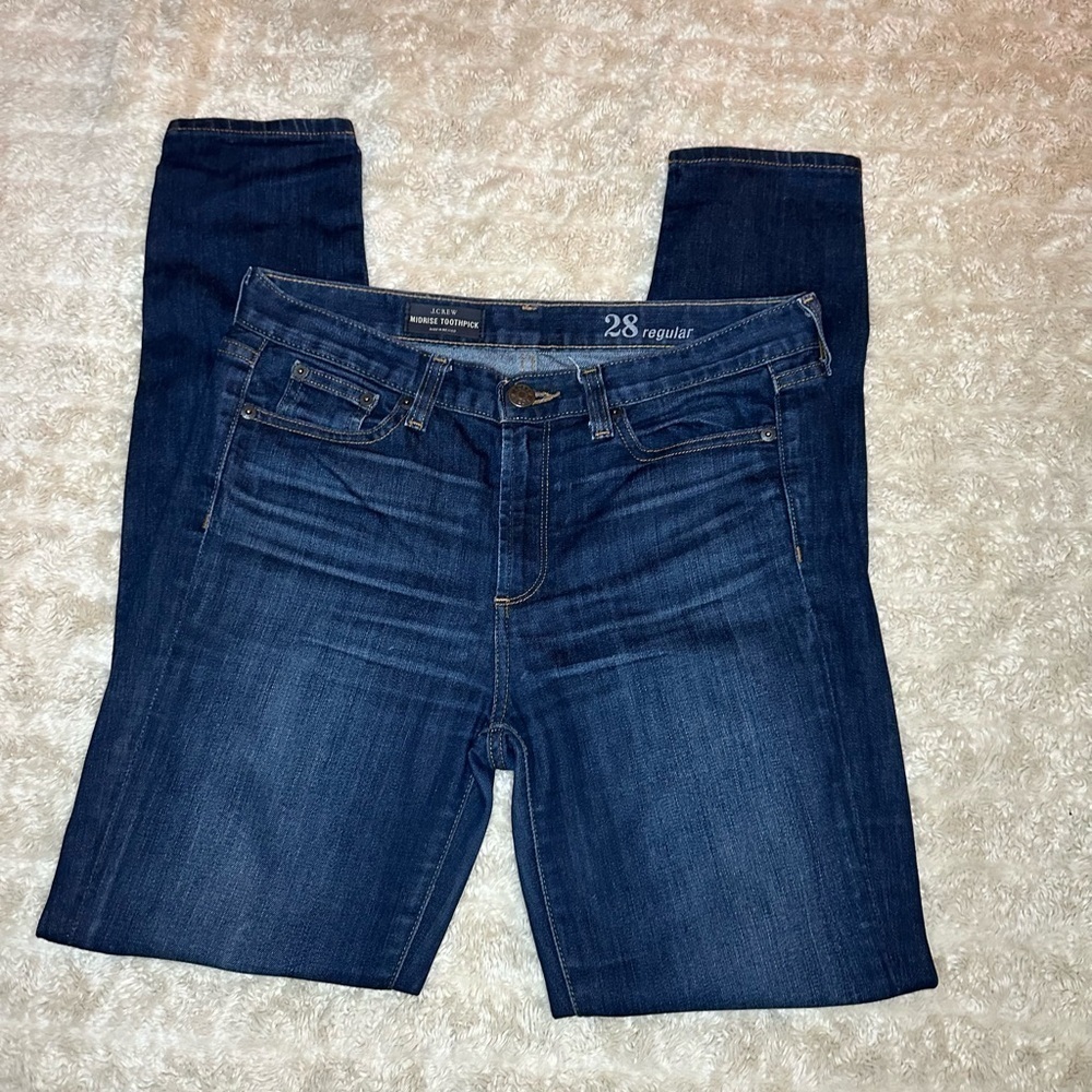 J. Crew classic medium/dark wash Midrise Toothpick skinny jeans Size 28 - Picture 2 of 5